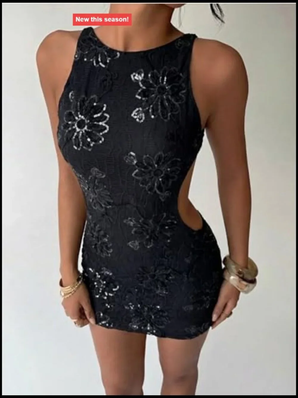 Embroidered Backless Bodycon Mini Dress Sleeveless Floral Party Club Cocktail
